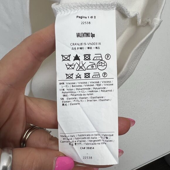 Red Valentino Sz S Top Ruffle Scallop Cream Cold Off Shoulder Blouse Boxy Italy - Picture 5 of 10